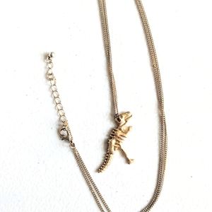 Gold Tone Dinosaur Necklace